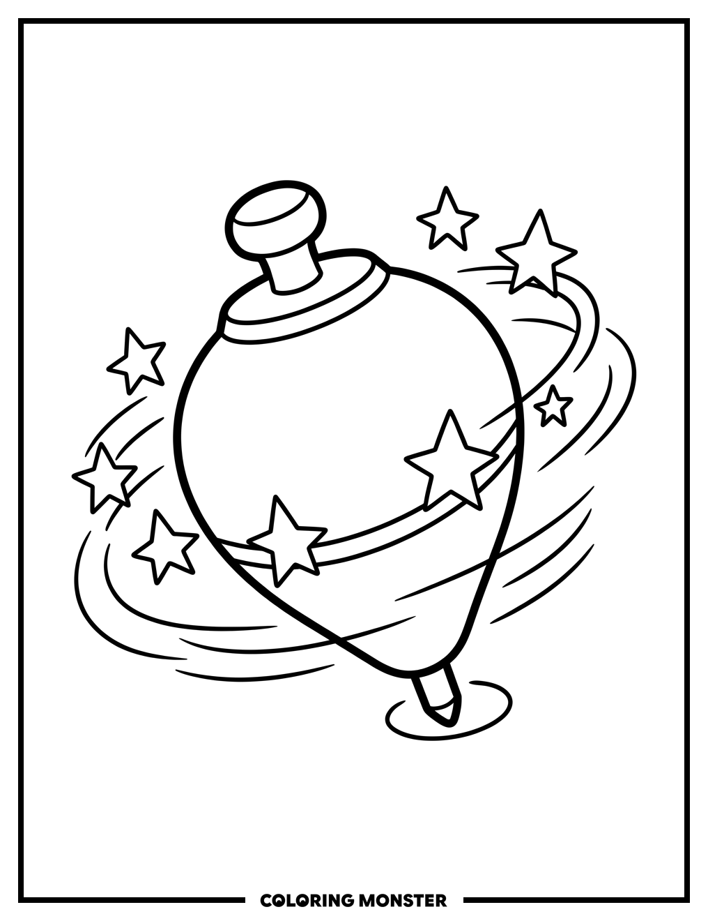 Spinning Top with Stars Coloring Page