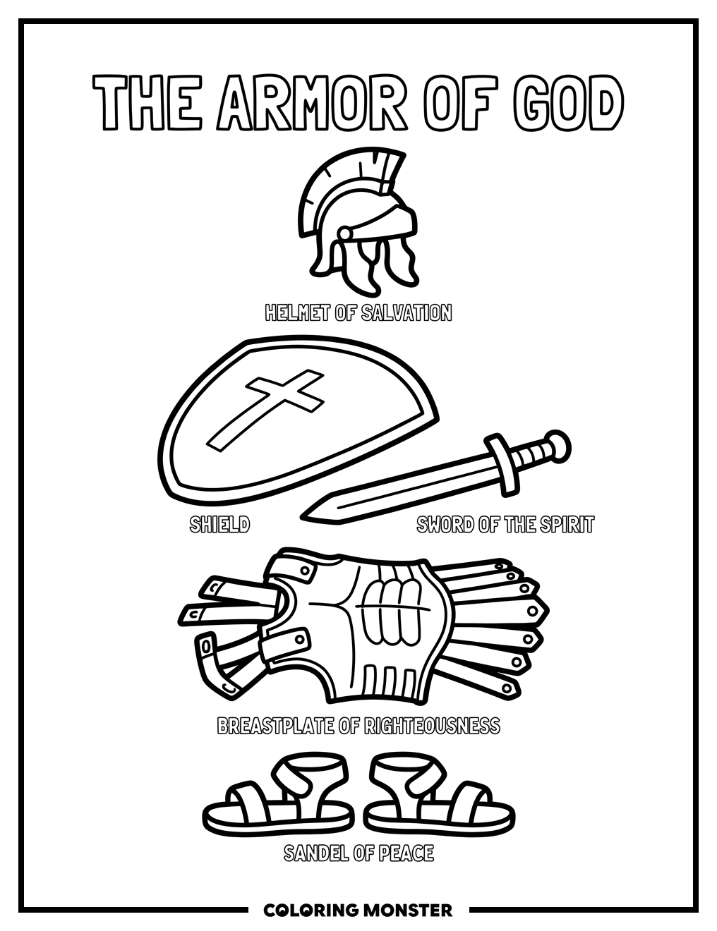 Spiritual Armor of God Coloring Page