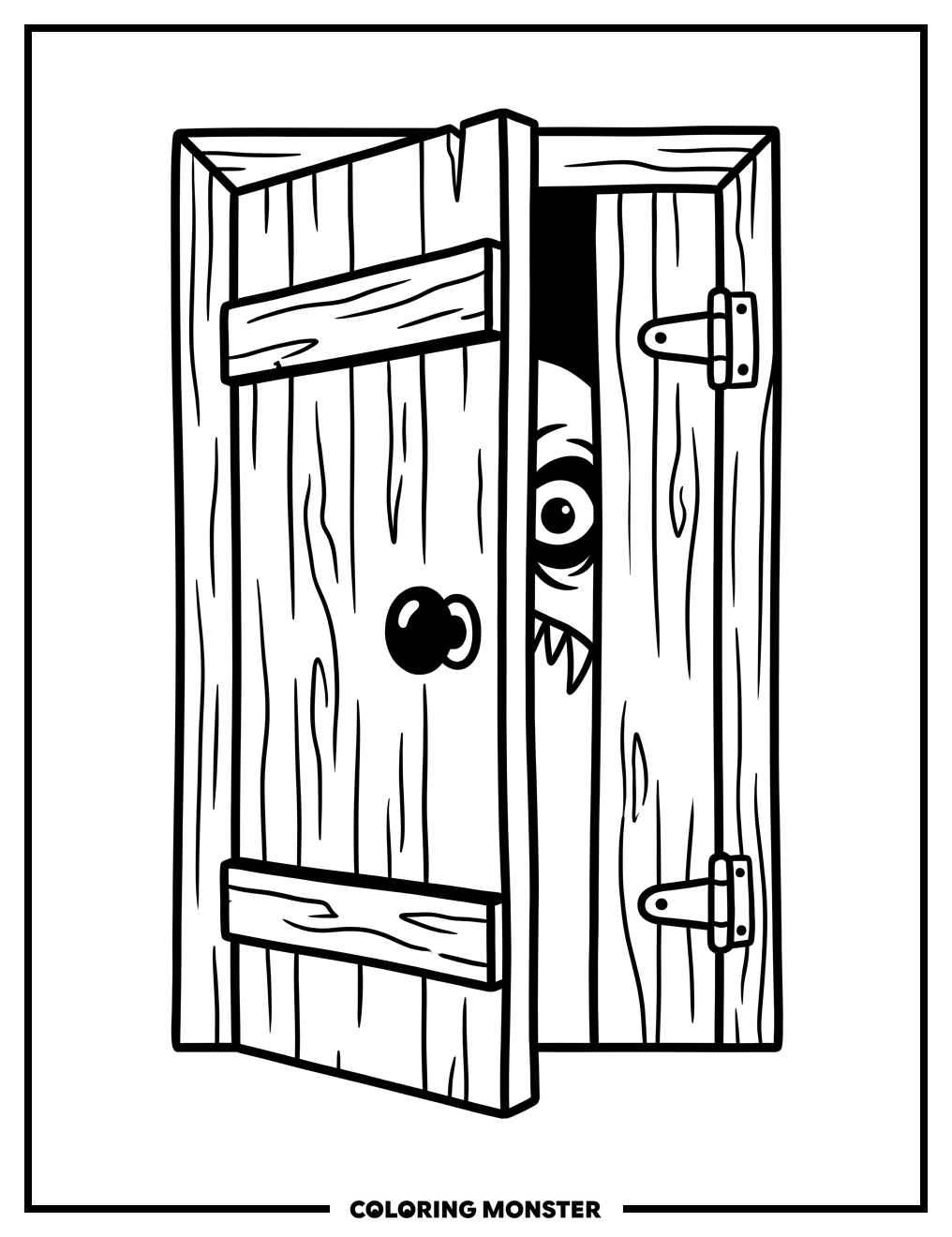 Spooky Doorway Monster Coloring Page