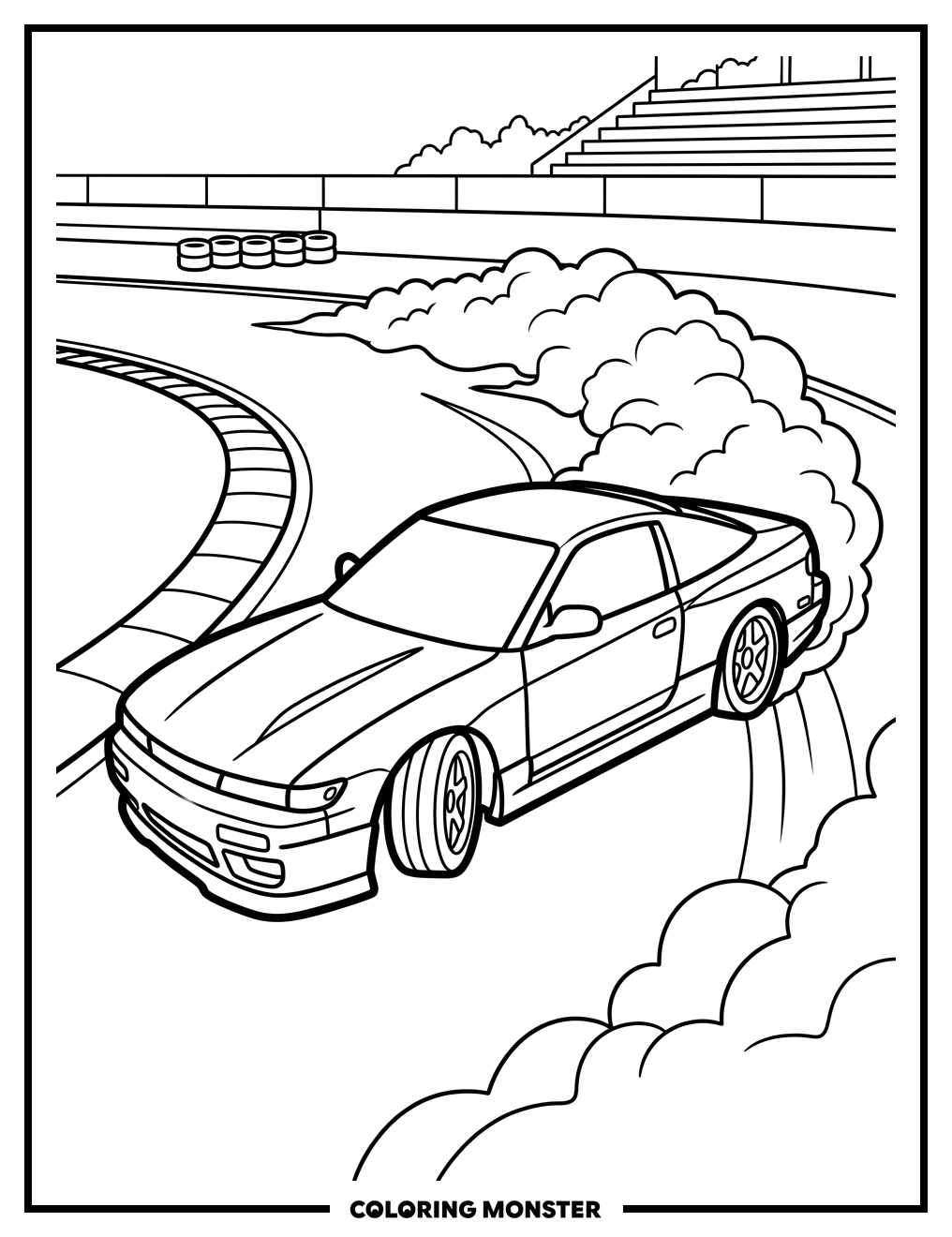 Sports Car Mid-Drift Coloring Page