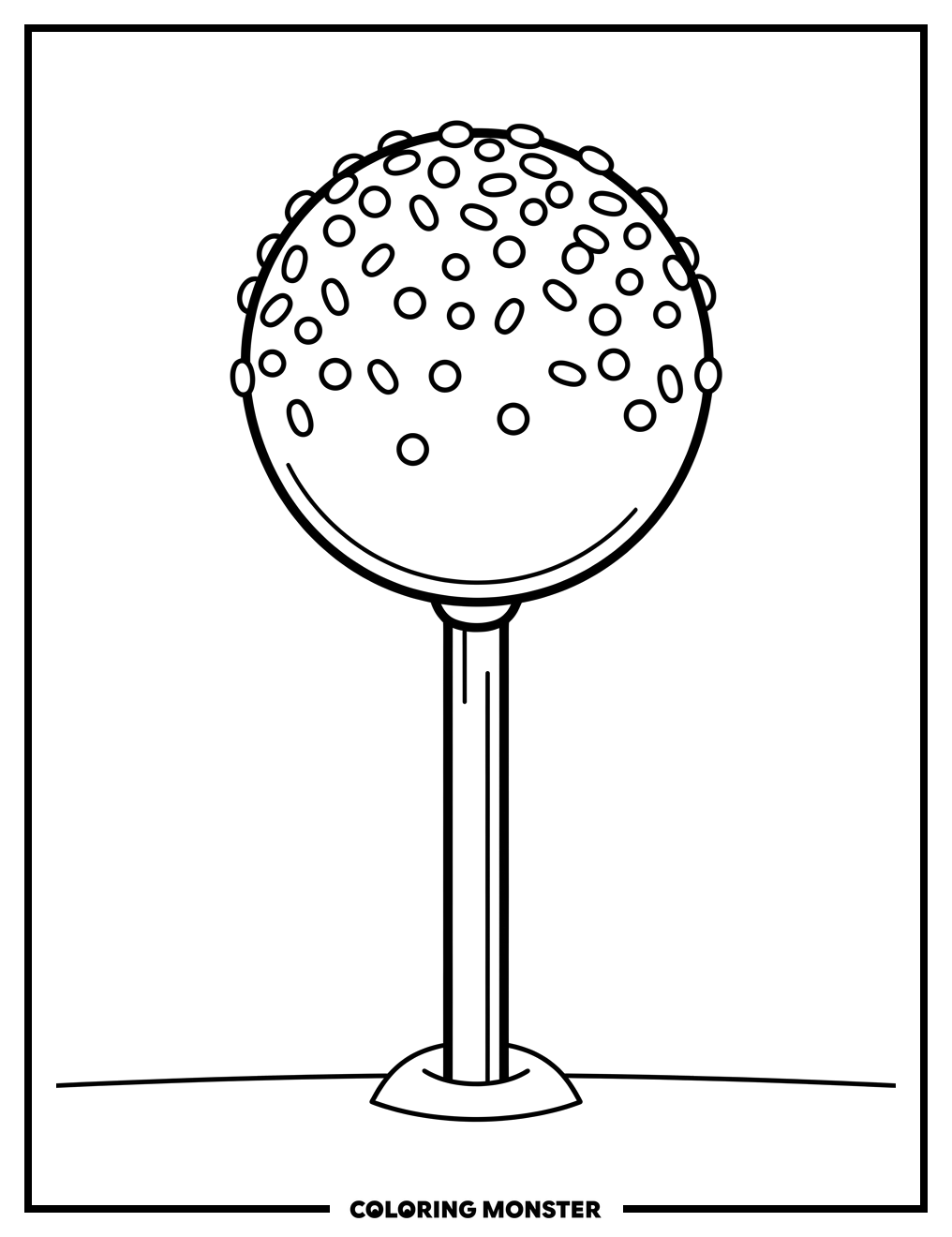Sprinkled Cakepop on a Stick Coloring Page