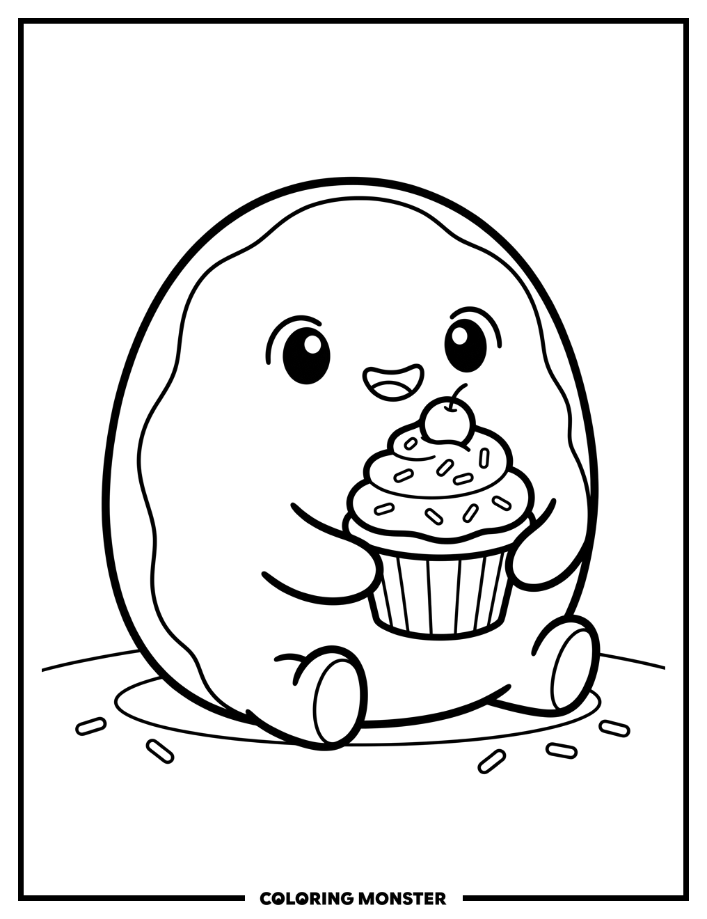 Squishmallow Food Character With Cupcake Coloring Page