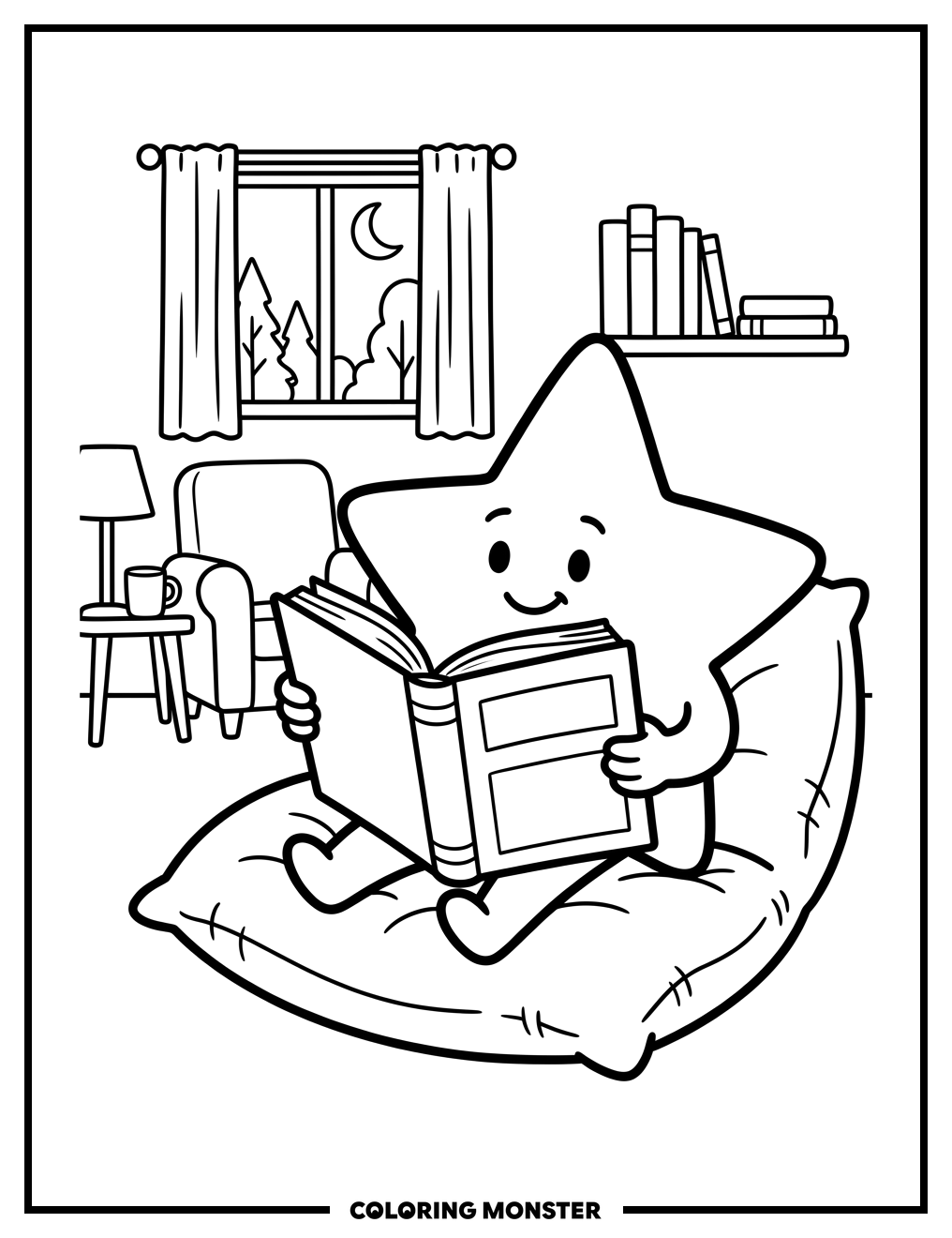 Staar Reading a Book Coloring Page