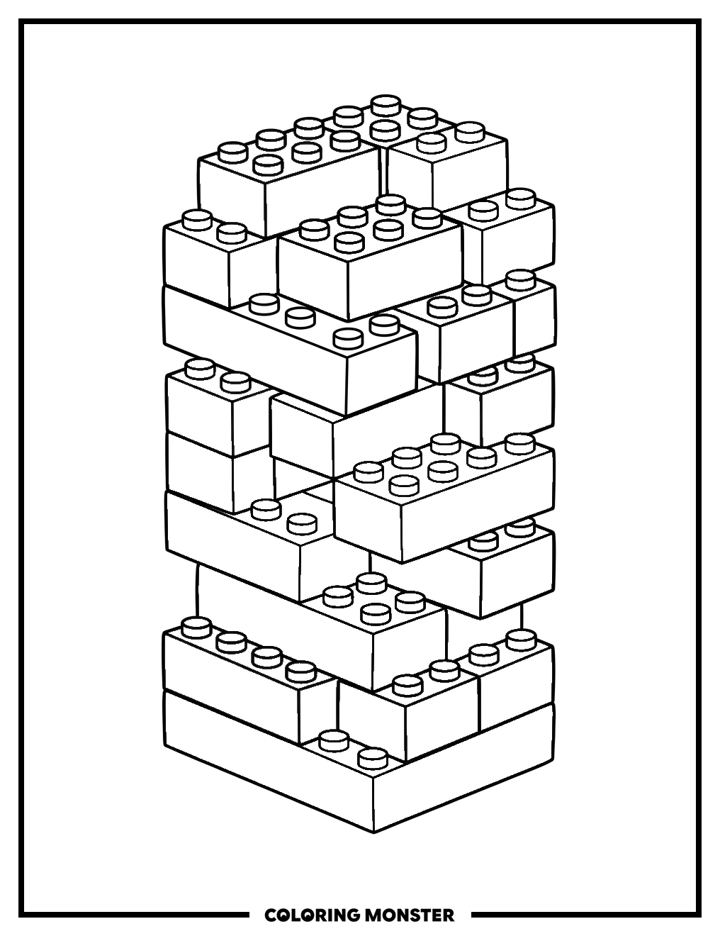 Stack Of Colorful LEGO Bricks Coloring Page