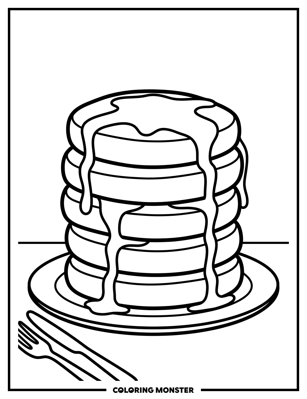 Stack Of Pancakes With Syrup Coloring Page