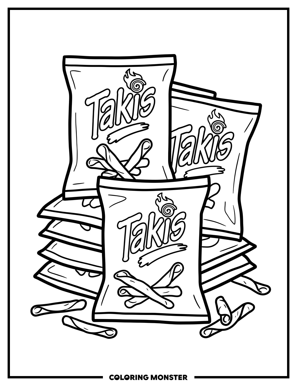 Stack of Takis Bags Coloring Page