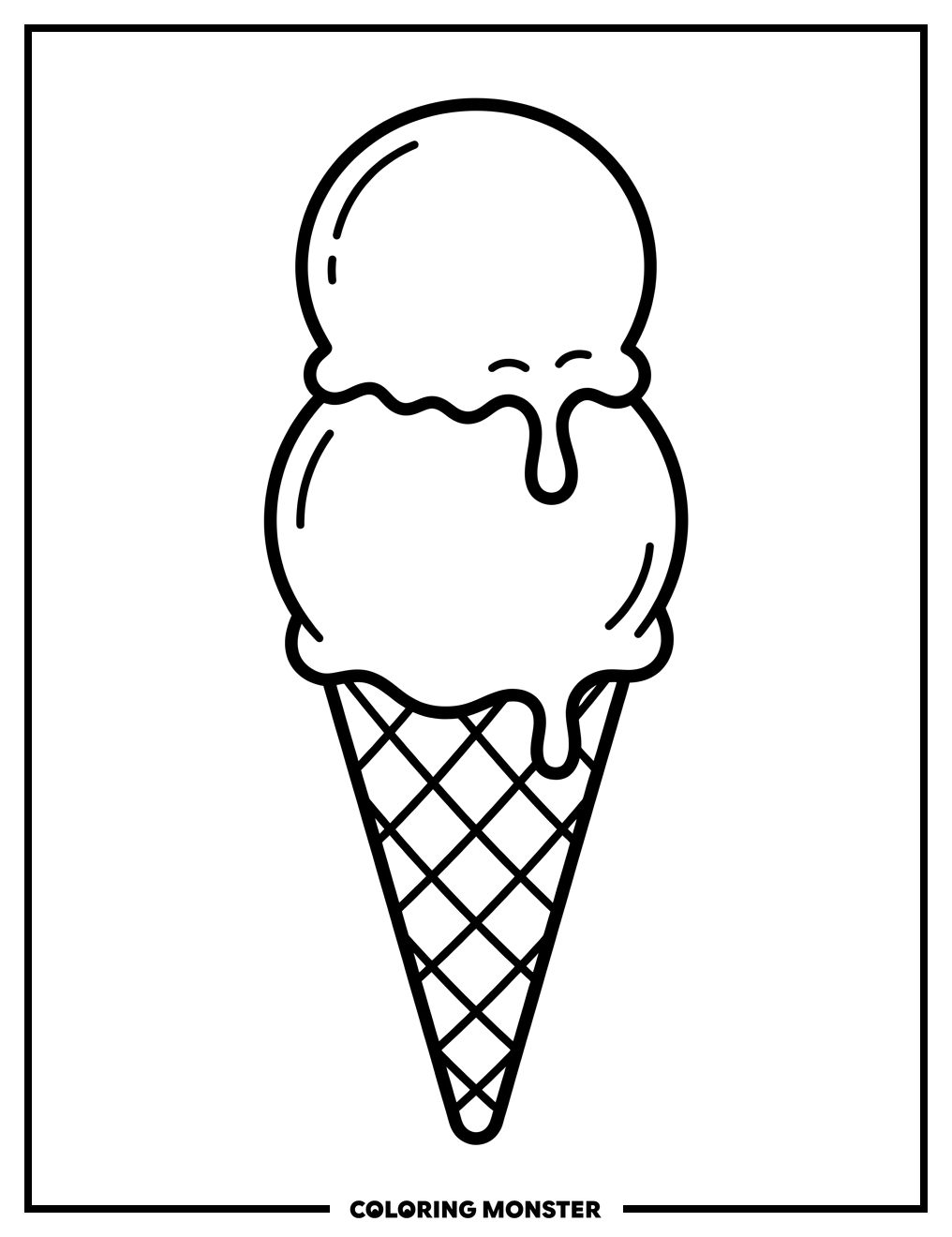 Stacked Ice Cream Cones Coloring Page