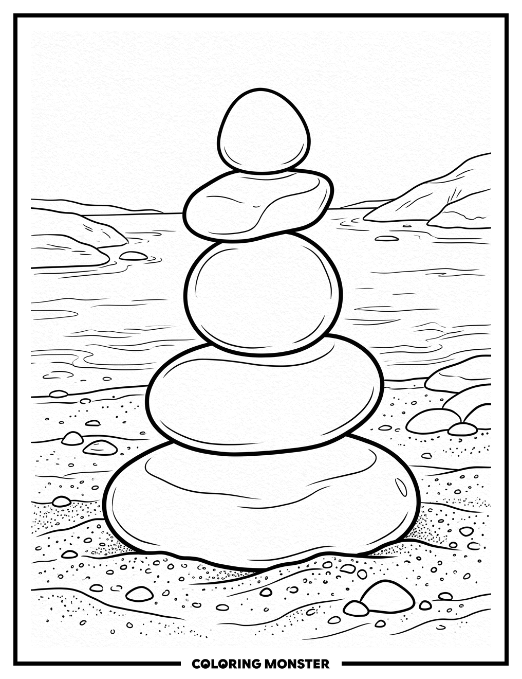 Stacked River Pebbles Coloring Page