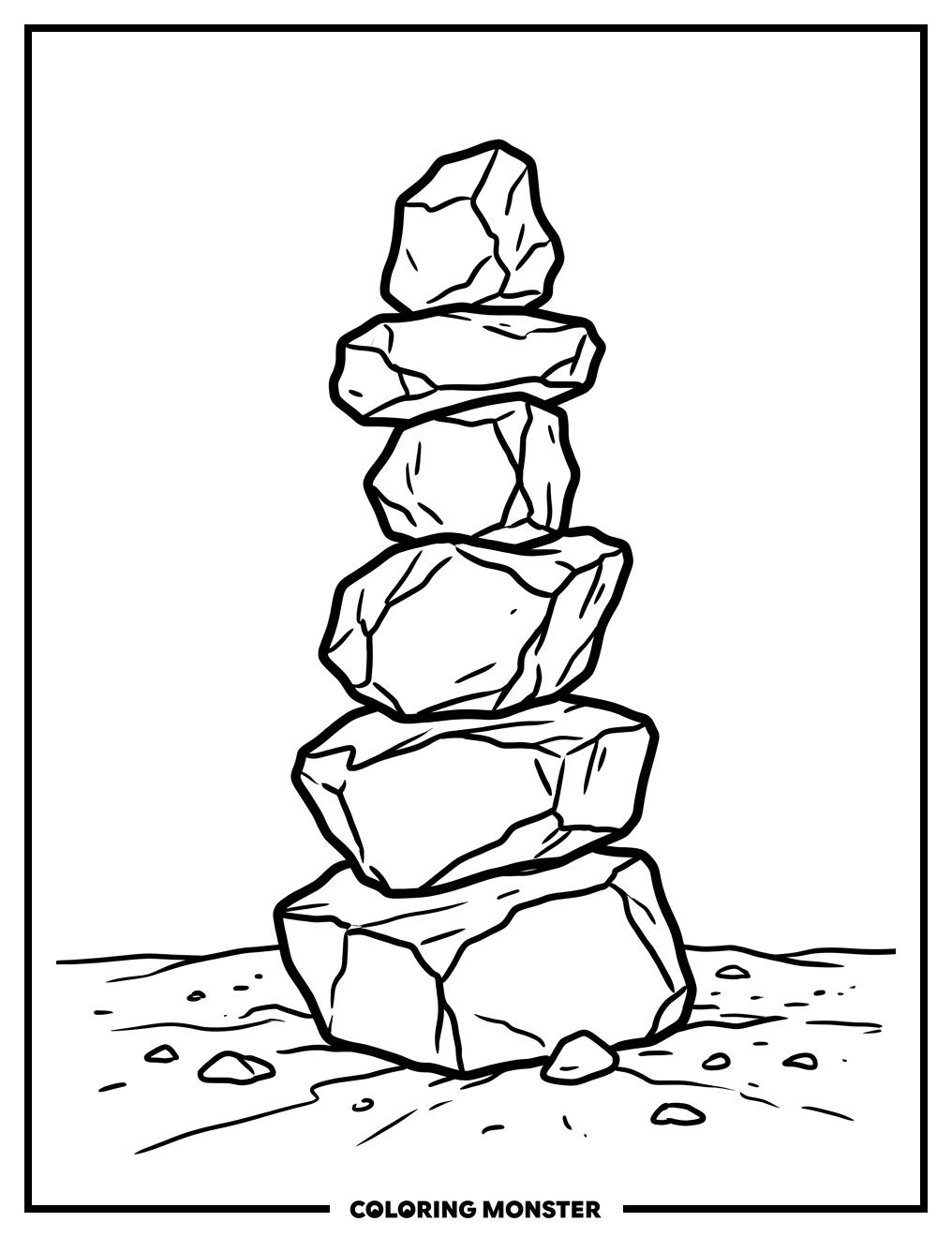 Stacked Stones On Dusty Ground Coloring Page