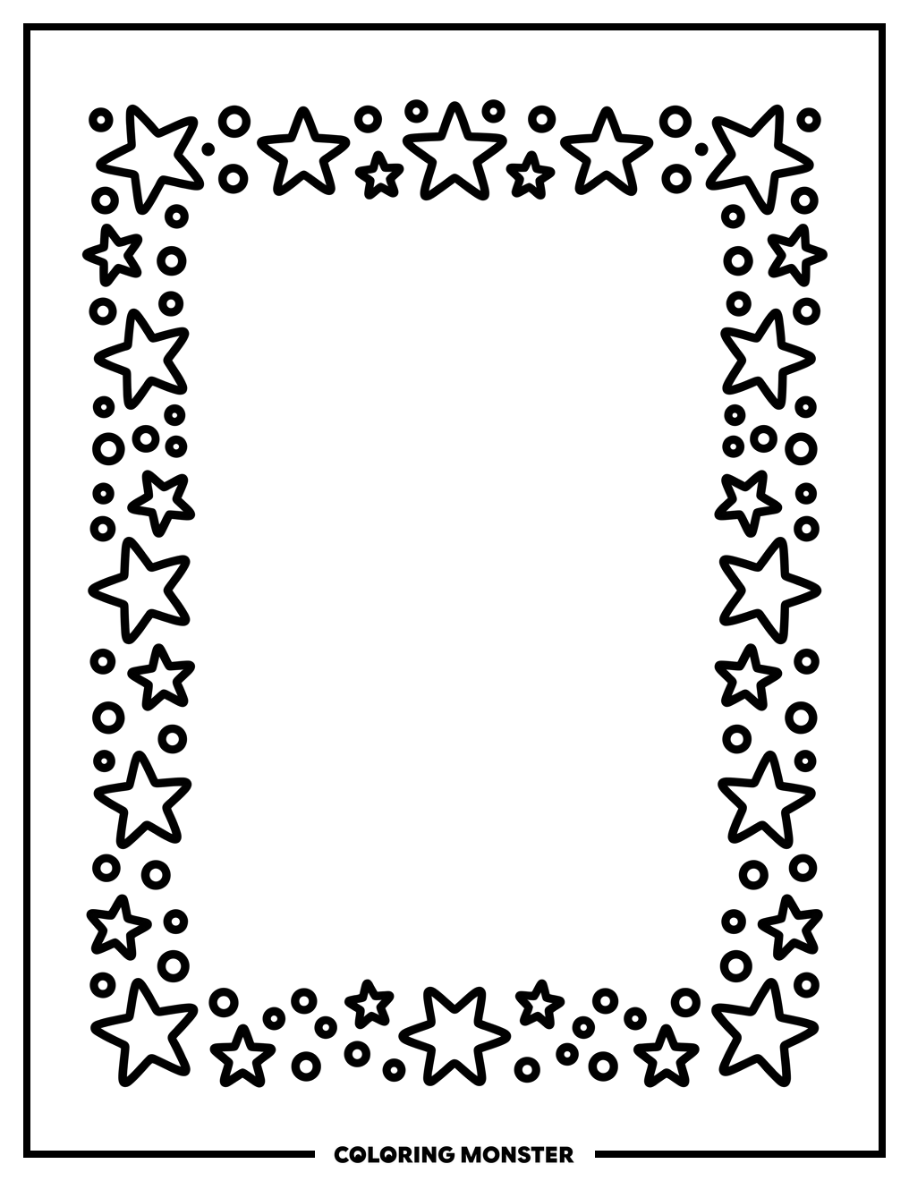 Star and Dot Decorative Border Coloring Page