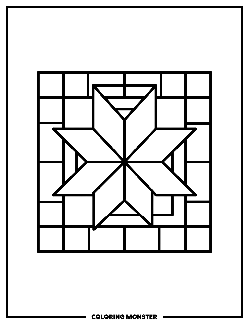 Star Quilt Block Coloring Page