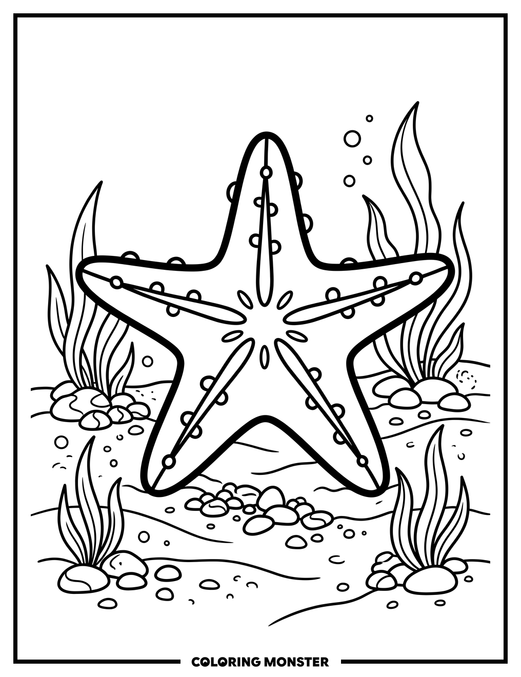 Starfish on Sandy Seabed Coloring Page