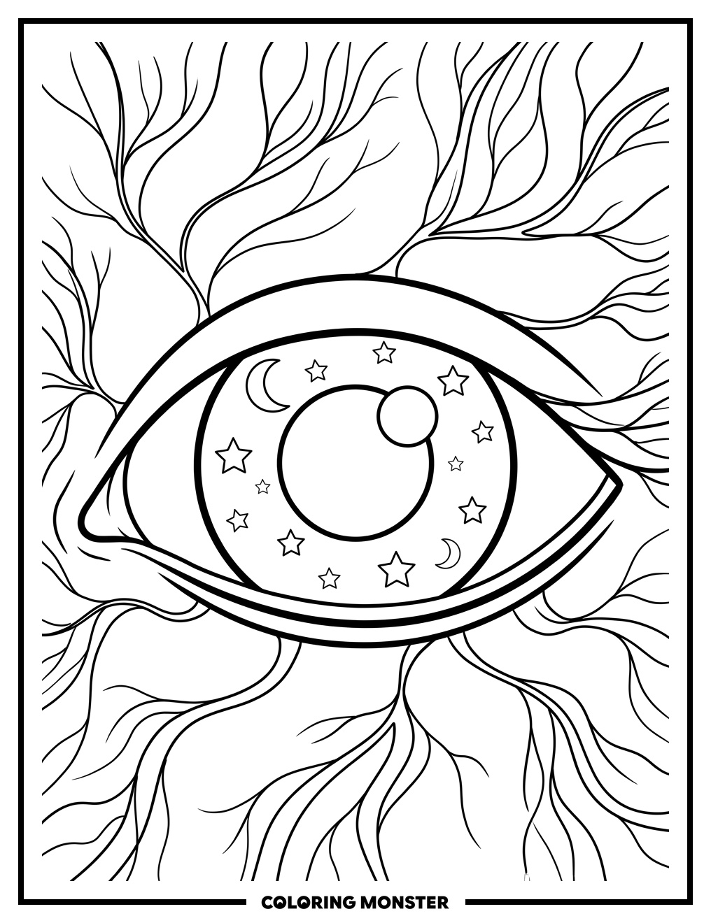 Starry Sky Eye Coloring Page