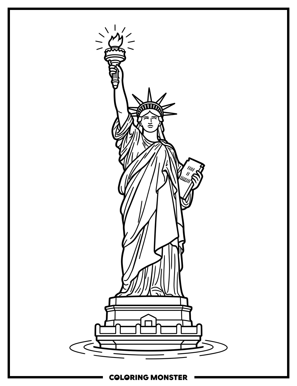 Statue Of Liberty With Torch Coloring Page