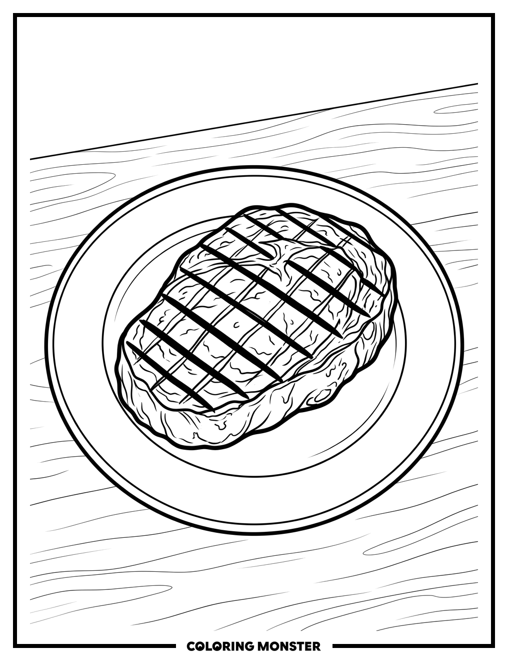 Steak Dinner Plate Coloring Page