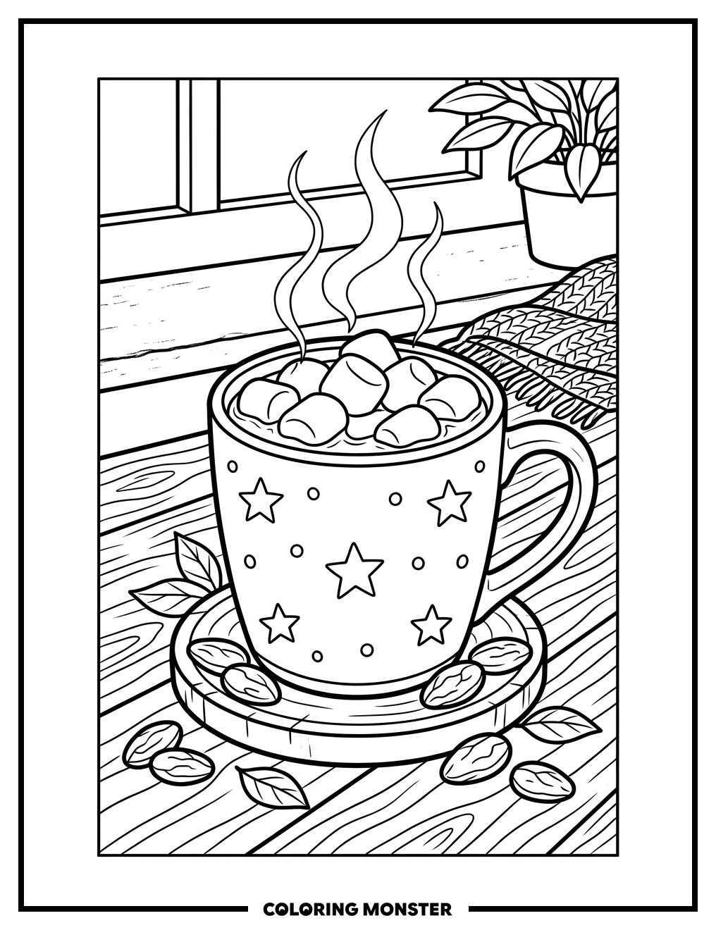 Steaming Hot Chocolate Mug Coloring Page
