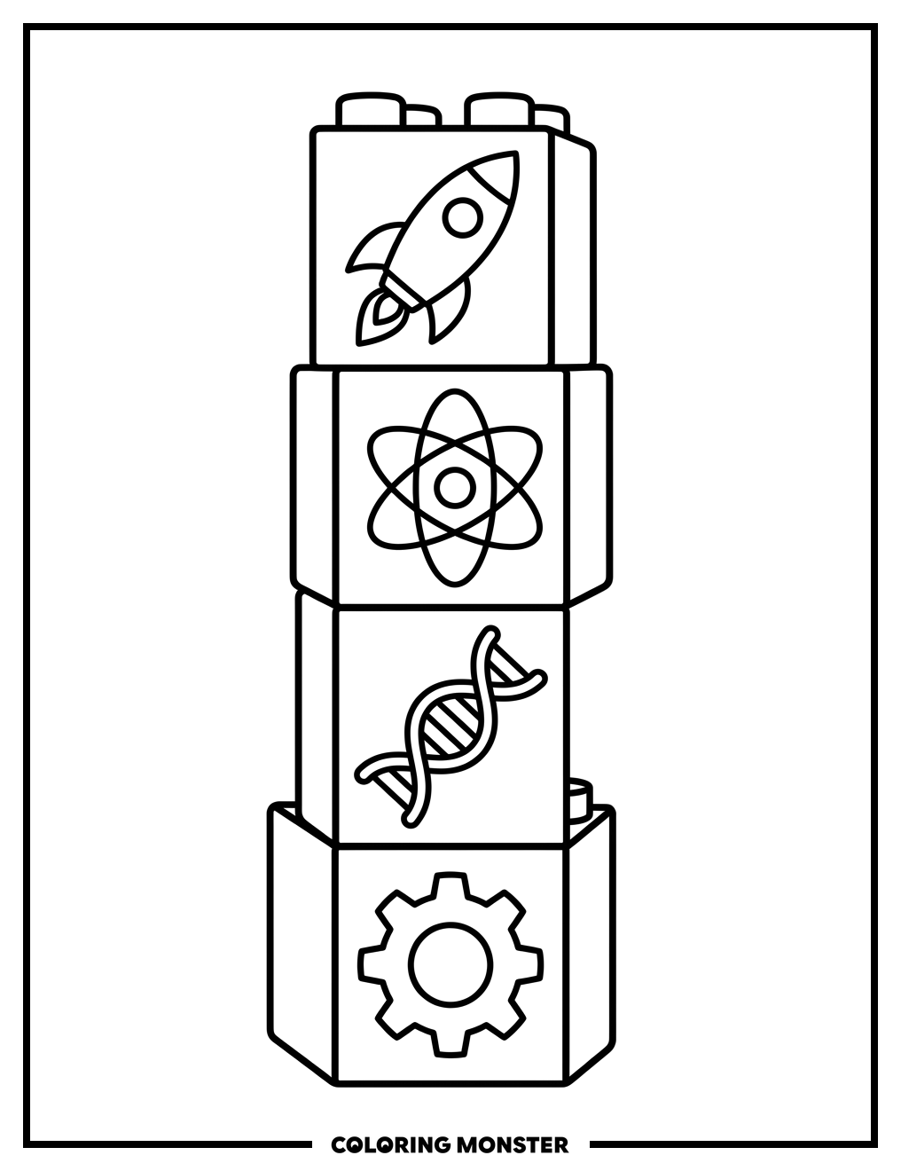 STEM Building Blocks Coloring Page