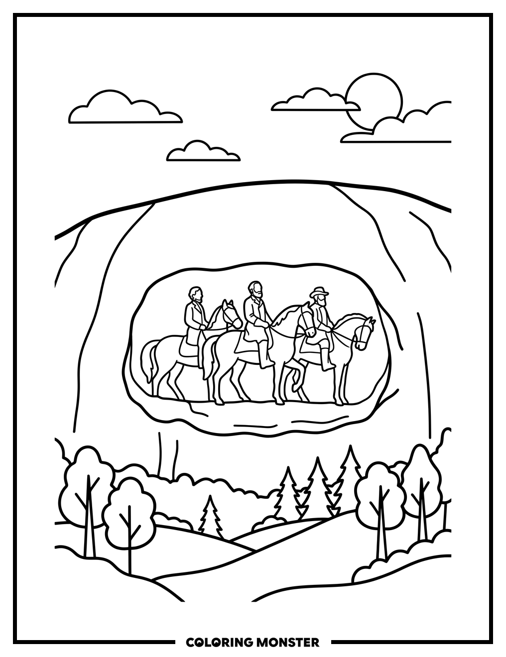 Stone Mountain Silhouette Coloring Page