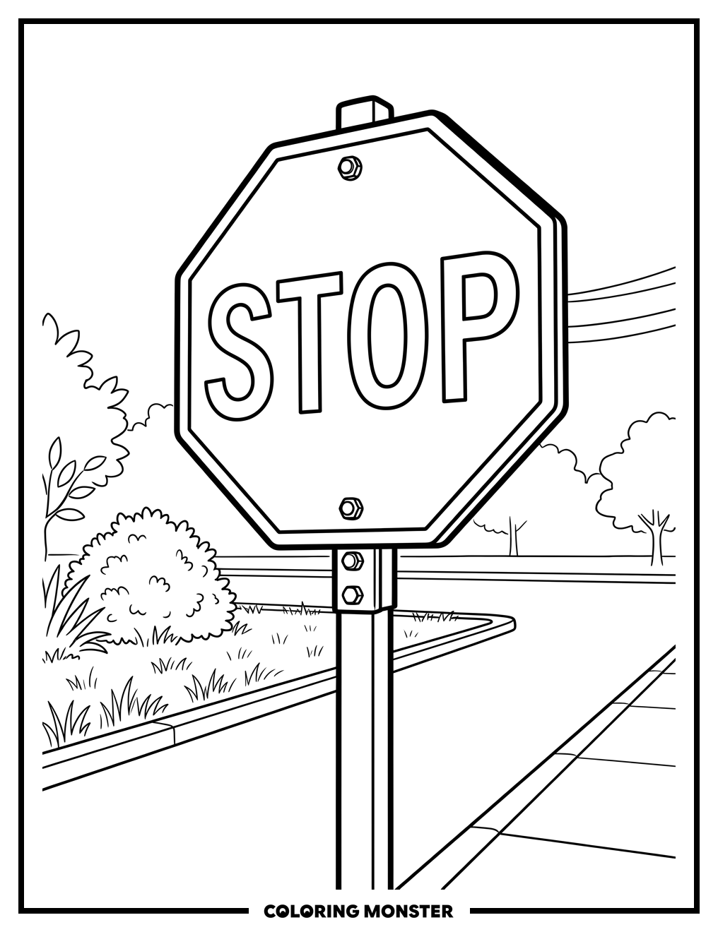 Stop Sign Coloring Page