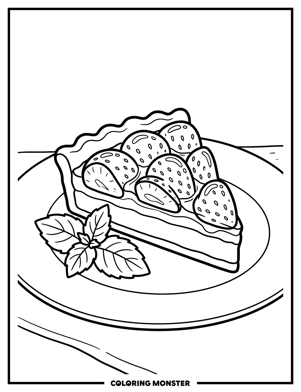 Strawberry Tart Slice Coloring Page