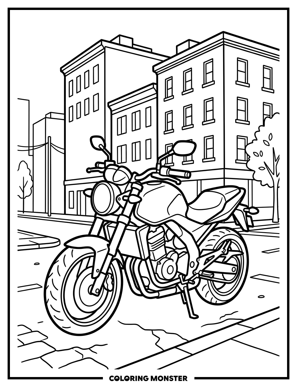 Street Bike In The City Coloring Page