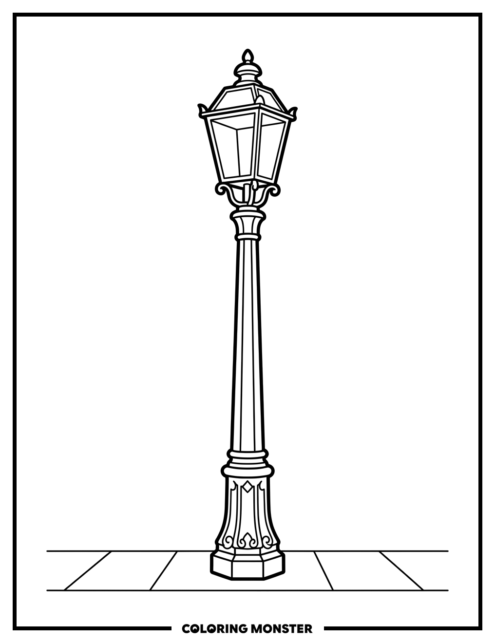 Street Light on Sidewalk Coloring Page