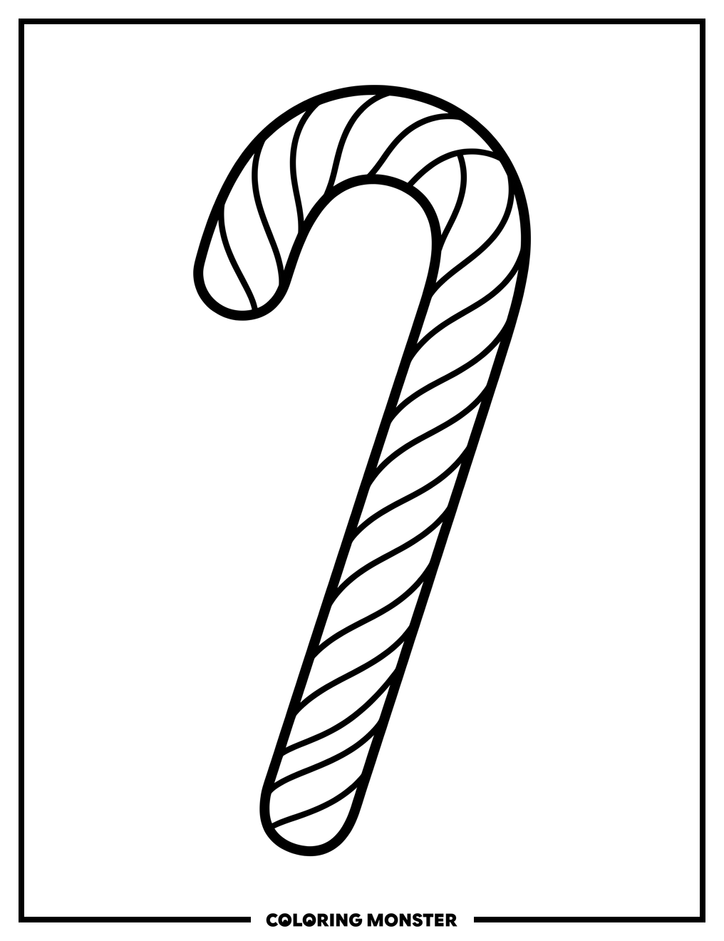 Striped Candy Cane Coloring Page