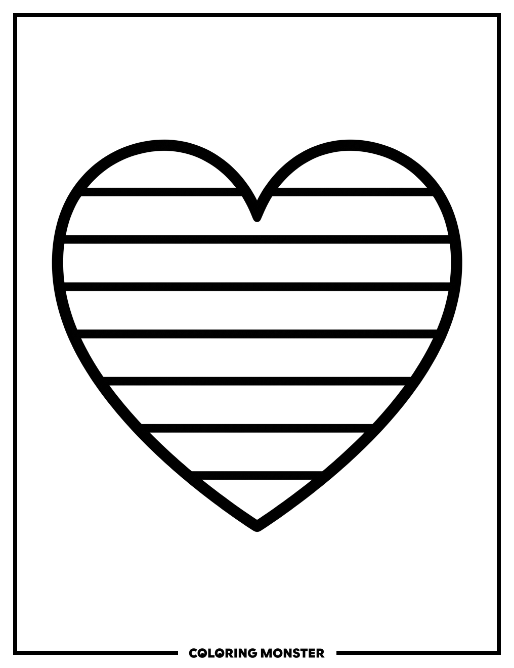 Striped Heart Shape Coloring Page