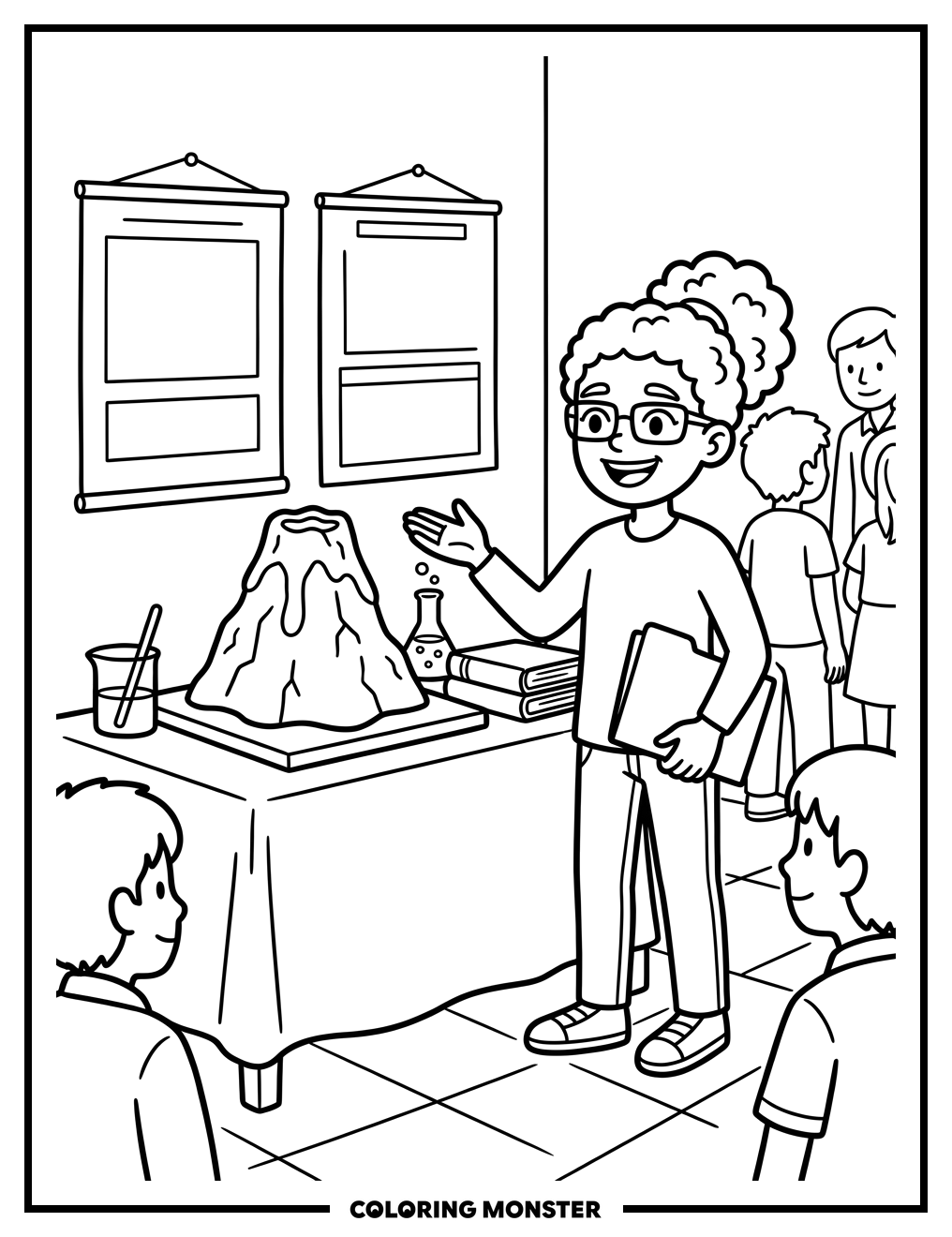 Student Presents Science Fair Project Coloring Page