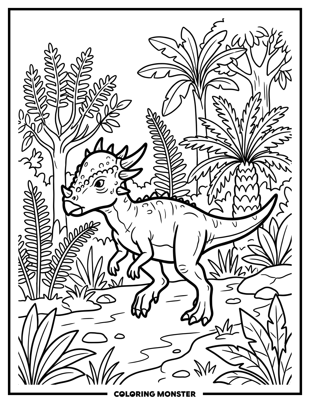 Stygimoloch in Prehistoric Forest Coloring Page