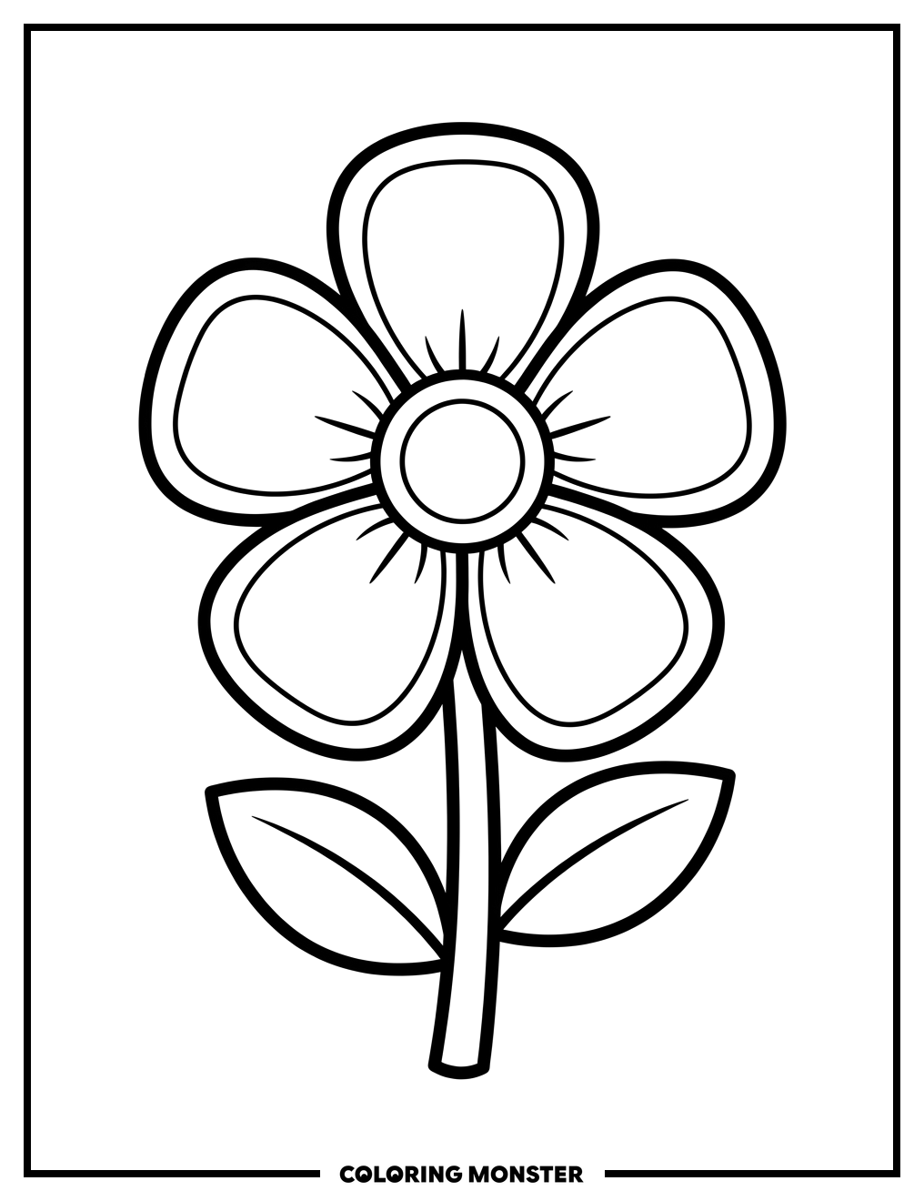 Stylized Flower with Large Petals Coloring Page