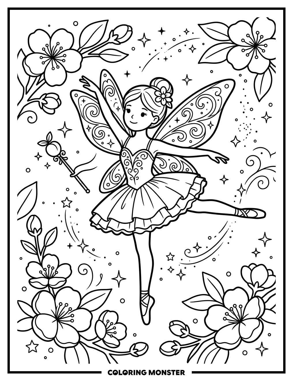 Sugar Plum Fairy Ballet Pose Coloring Page