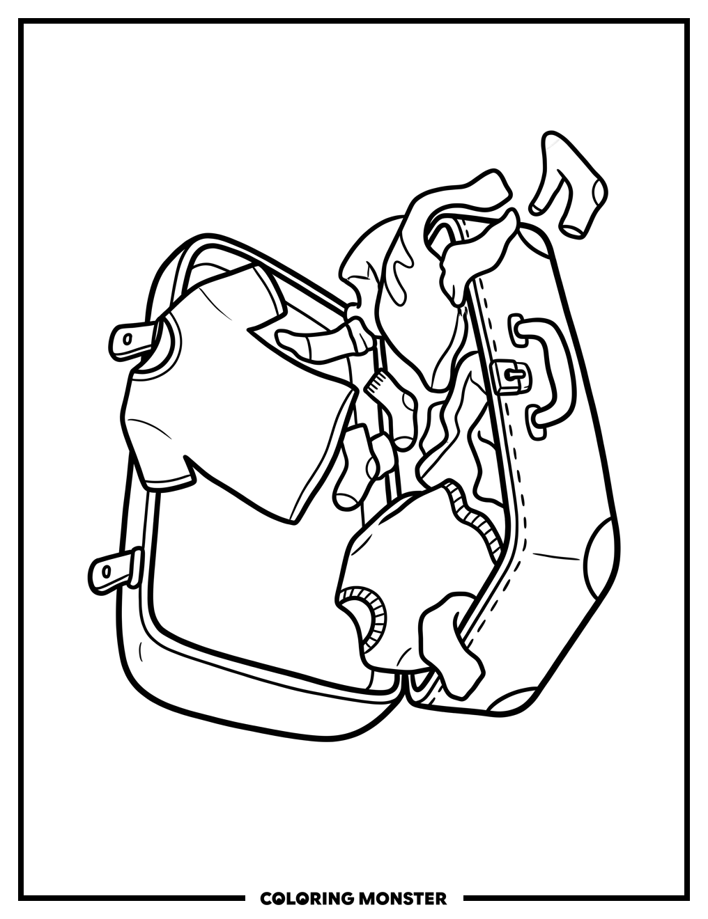Suitcase With Clothes Coloring Page