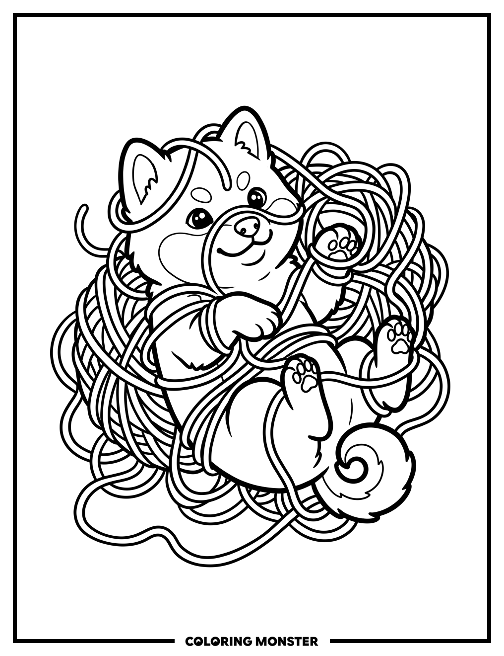 Sukka Tangled in Yarn Coloring Page
