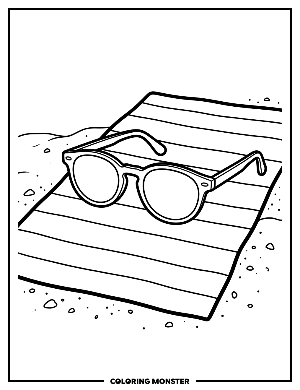 Sunglasses On Beach Towel Coloring Page
