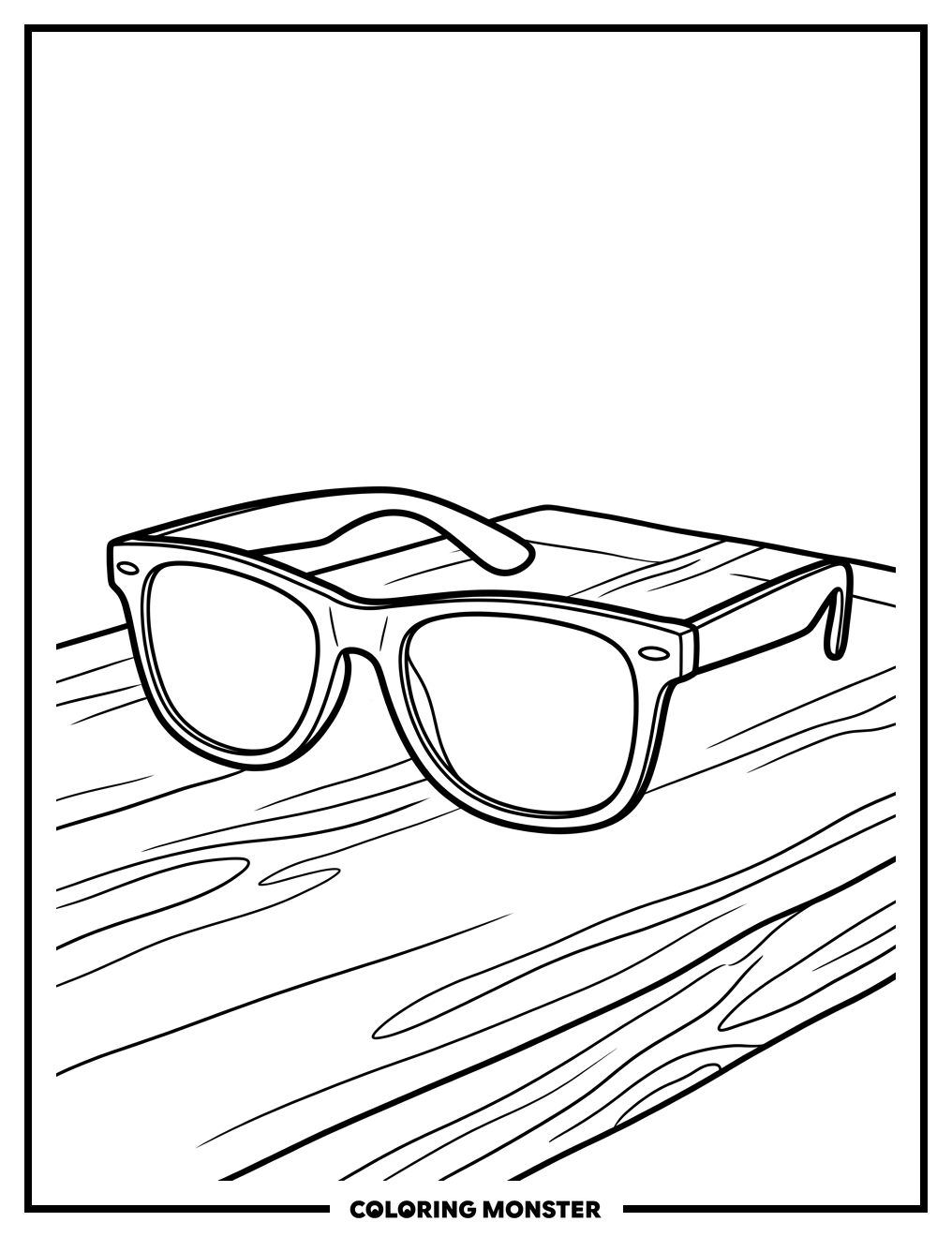 Sunglasses on Table Coloring Page