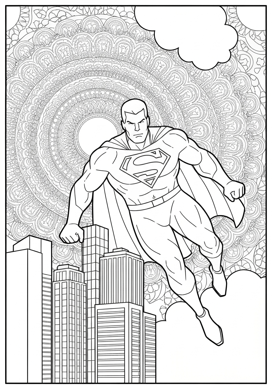 Superhero Flying Over Skyscrapers