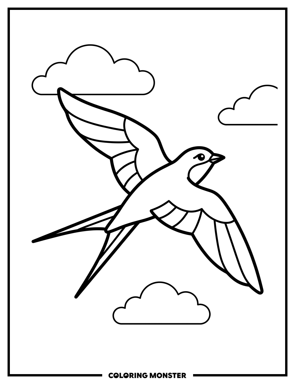 Swallow in Flight Coloring Page