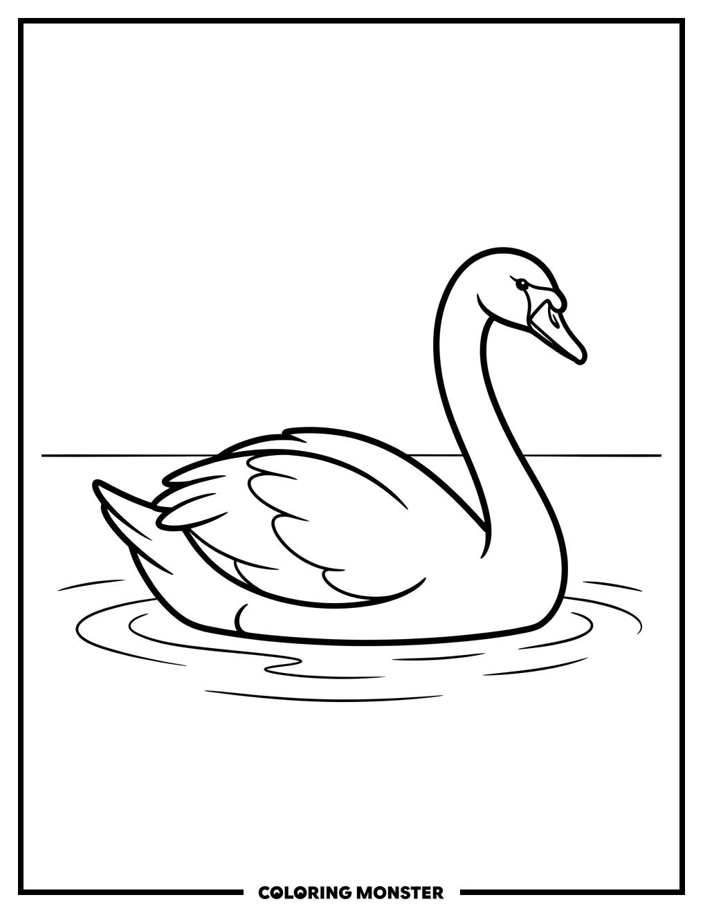 Swan on Calm Water Coloring Page