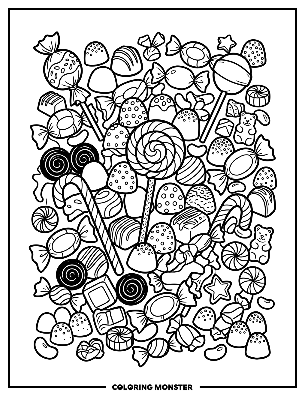 Sweet Candy Assortment Coloring Page