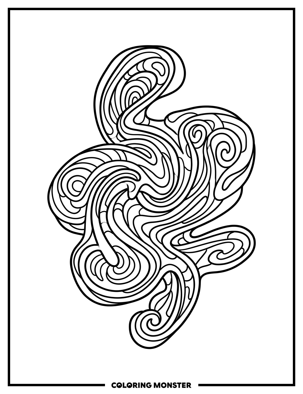 Swirling Abstract Shape Coloring Page