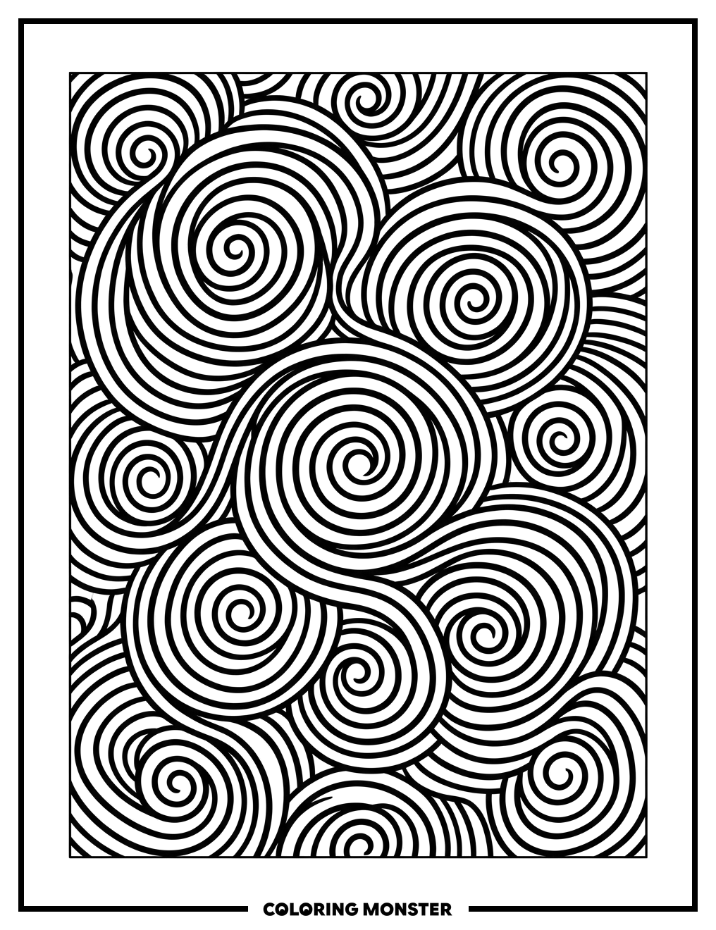 Swirling Concentric Circles Coloring Page