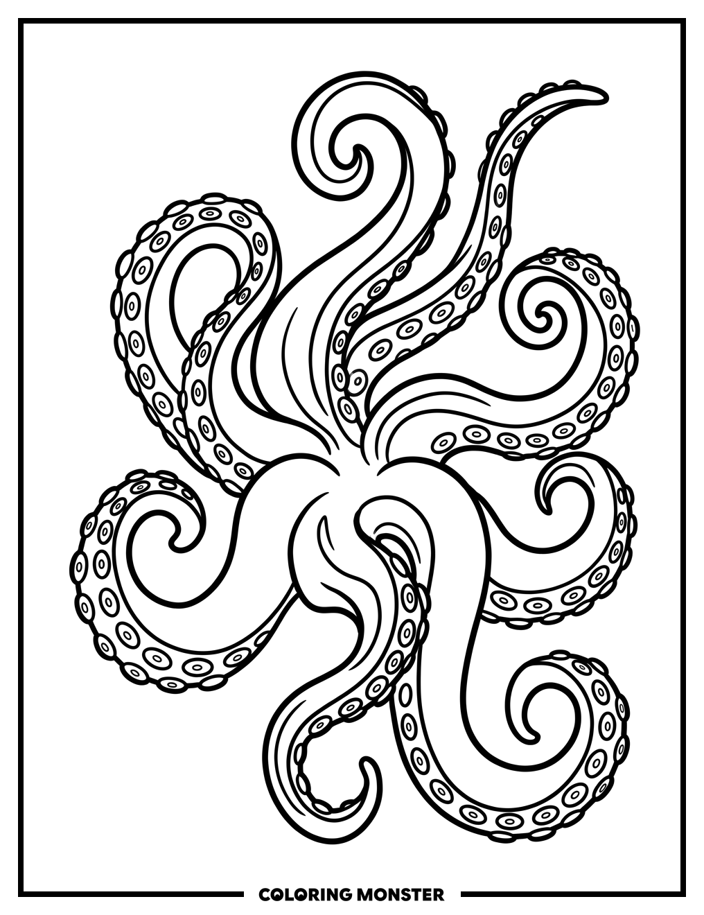 Swirling Octopus Tentacles Coloring Page
