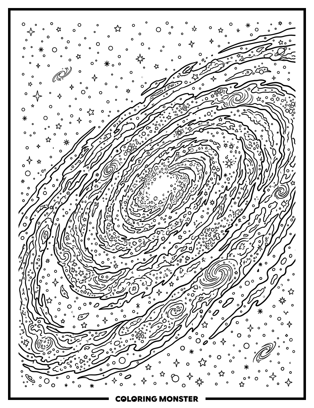 Swirling Spiral Galaxy Coloring Page