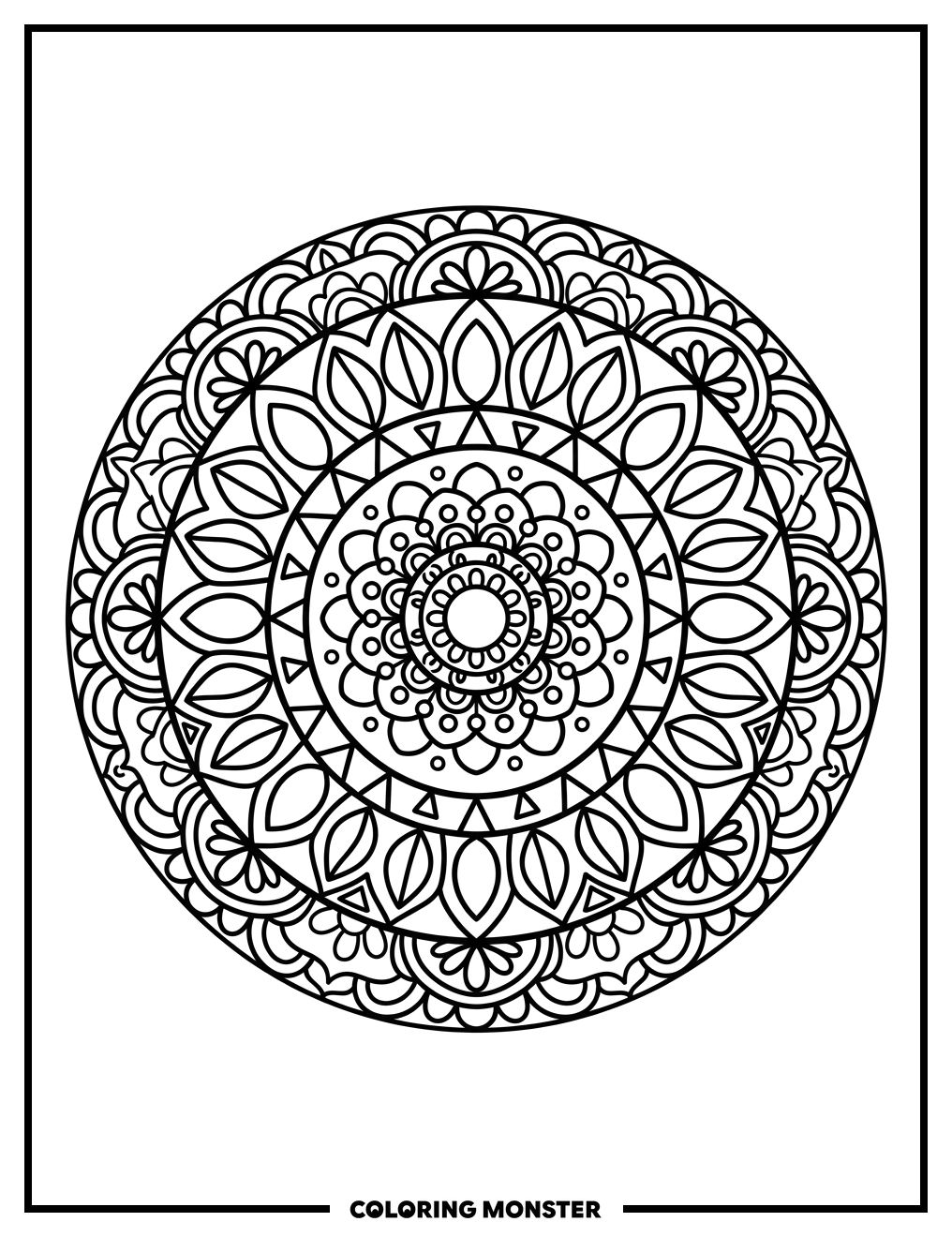 Symmetrical Geometric Mandala Coloring Page