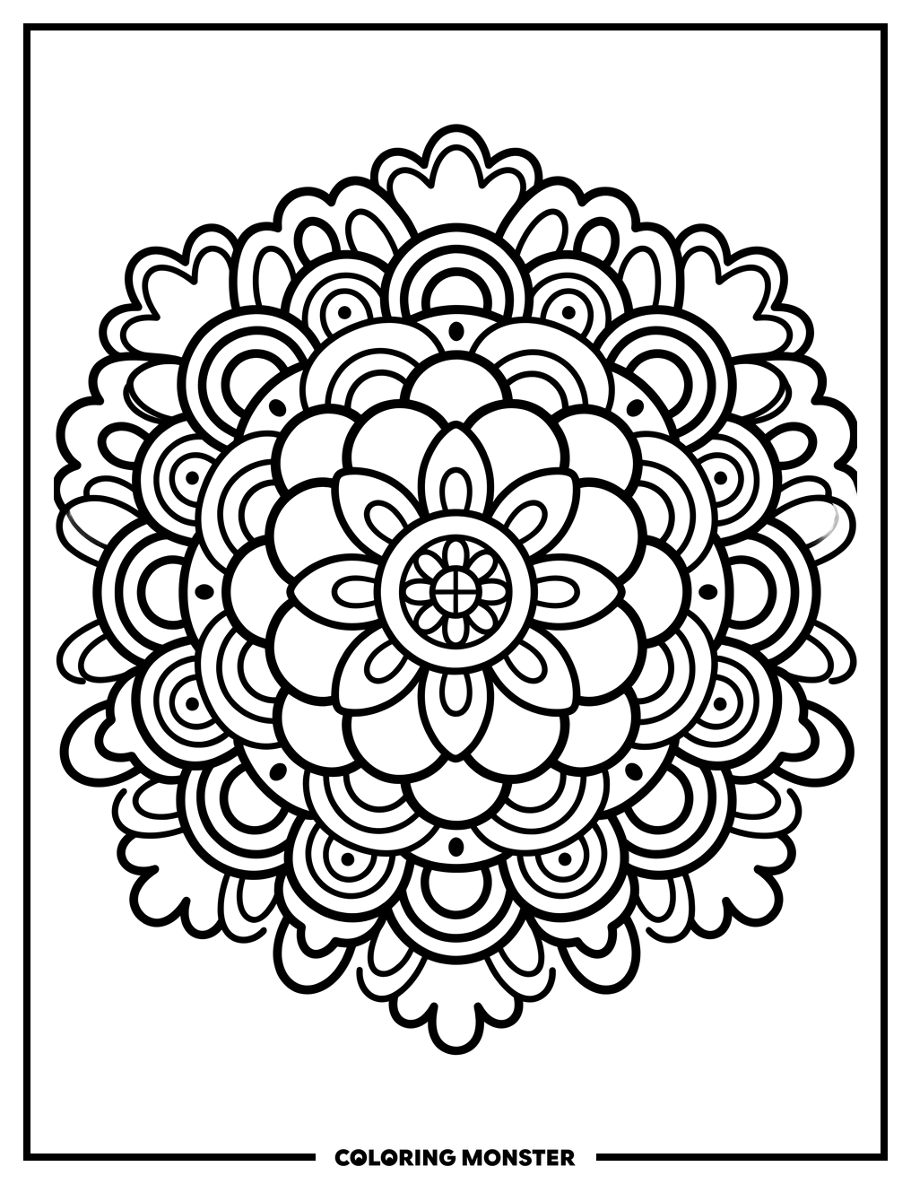 Symmetrical Mandala Coloring Page