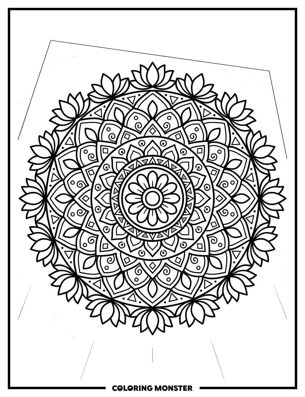 Symmetrical Rangoli Design Coloring Page