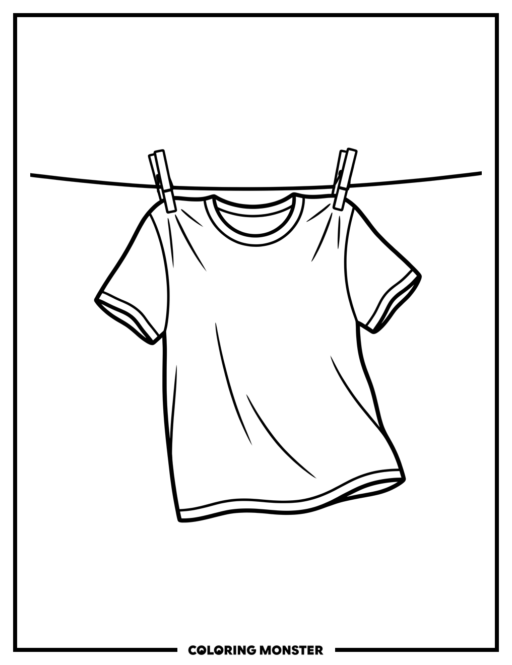 T-Shirt on Clothesline Coloring Page