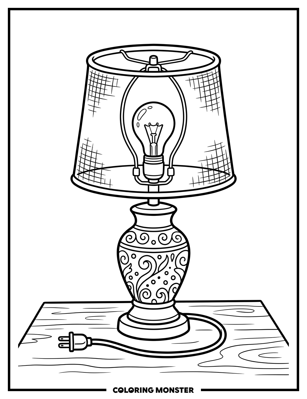 Table Lamp With Fabric Shade Coloring Page
