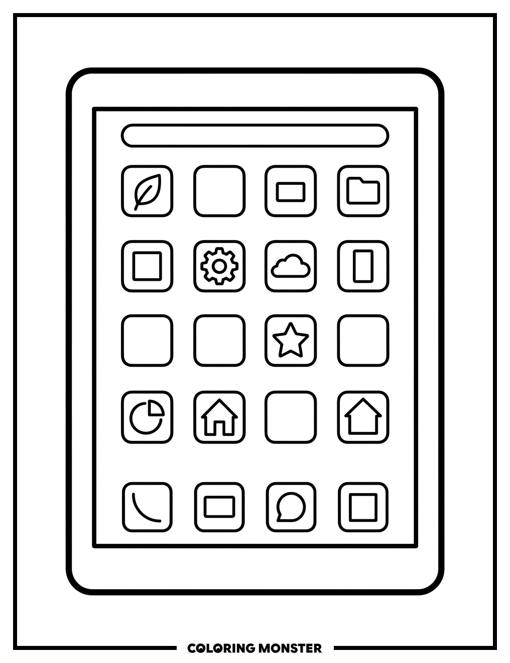 Tablet App Store Screen Coloring Page